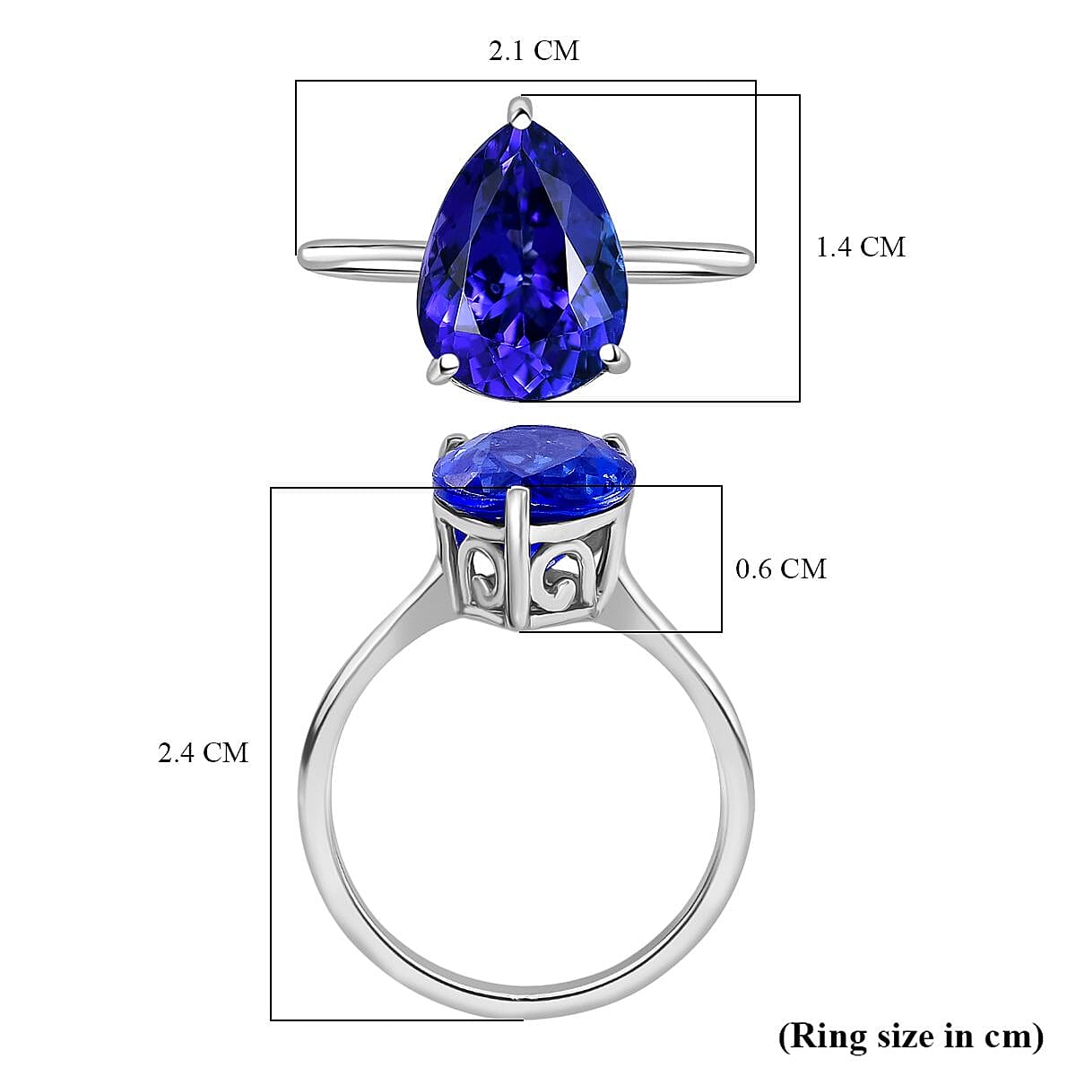 Rhapsody 950 Platinum AAAA Tanzanite Solitaire Ring 4.52 Ct, Platinum Wt. 3.88 Gms.
