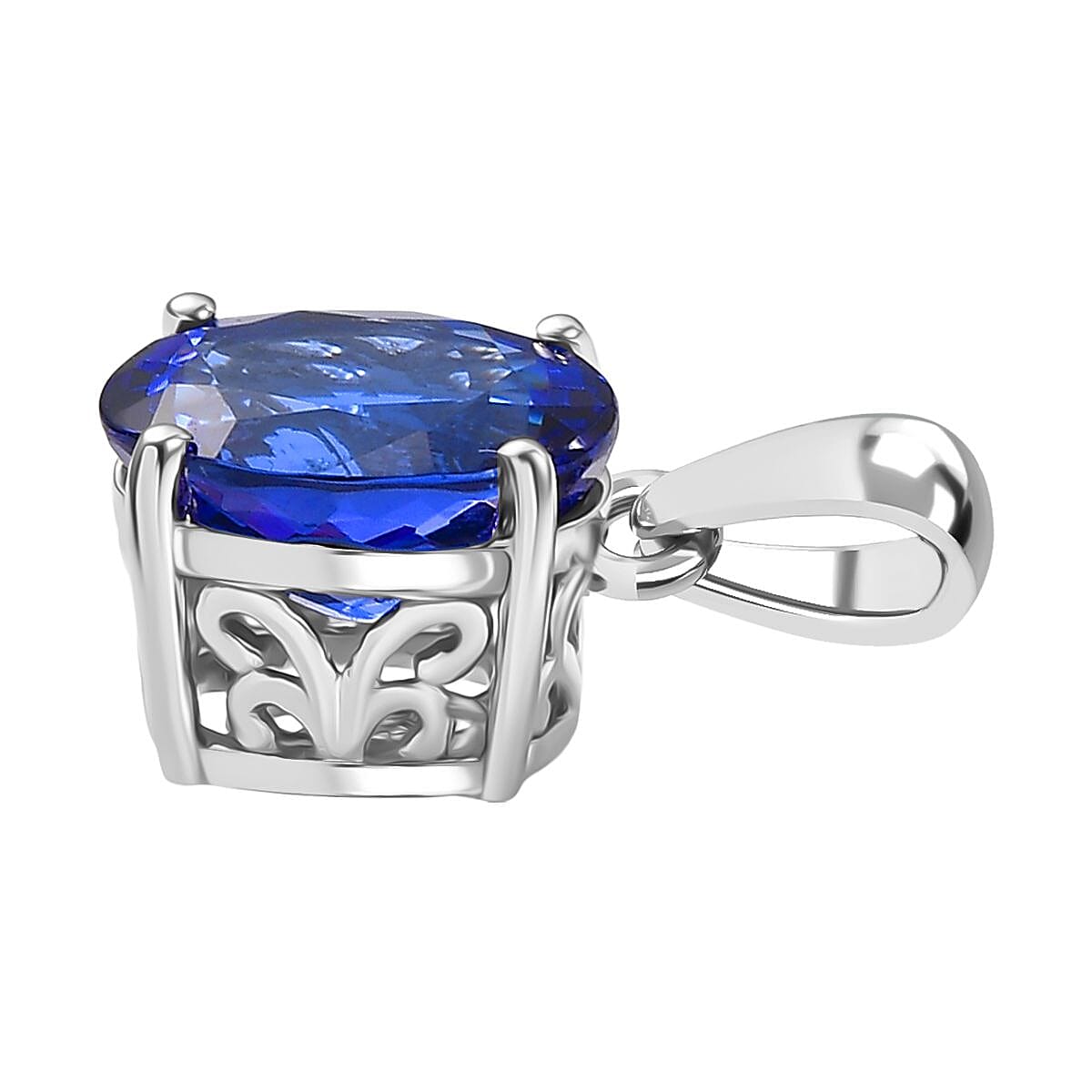 Rhapsody 950 Platinum AAAA Tanzanite Solitaire Pendant 4.13 Ct, Platinum Wt. 2.64 Gms.