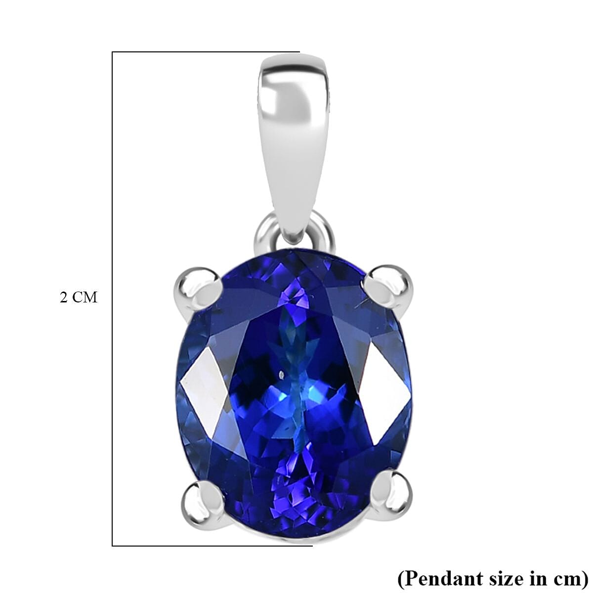 Rhapsody 950 Platinum AAAA Tanzanite Solitaire Pendant 4.13 Ct, Platinum Wt. 2.64 Gms.