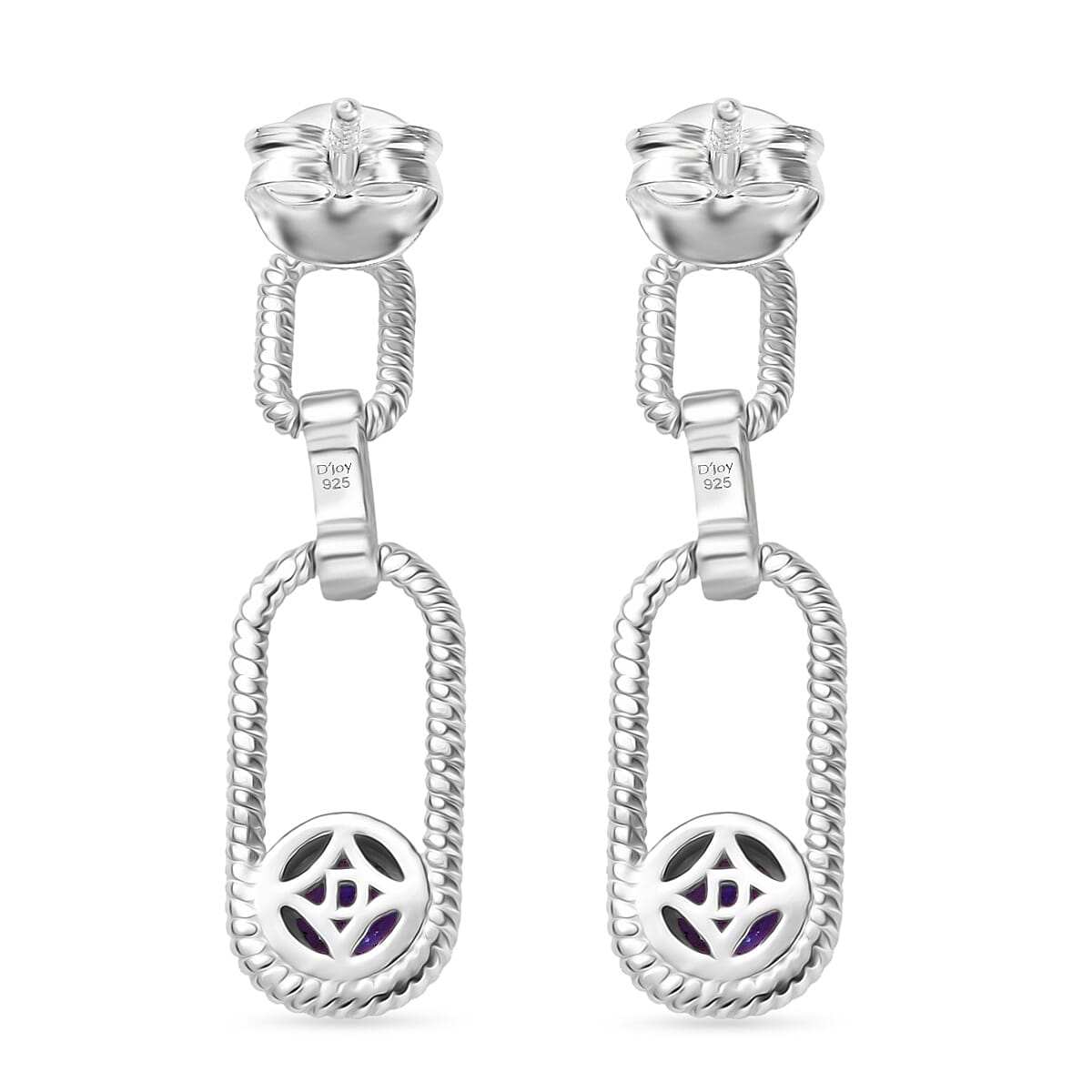 D'Joy Tanzanite & White Zircon Dangling Earring in Platinum Overlay Sterling Silver