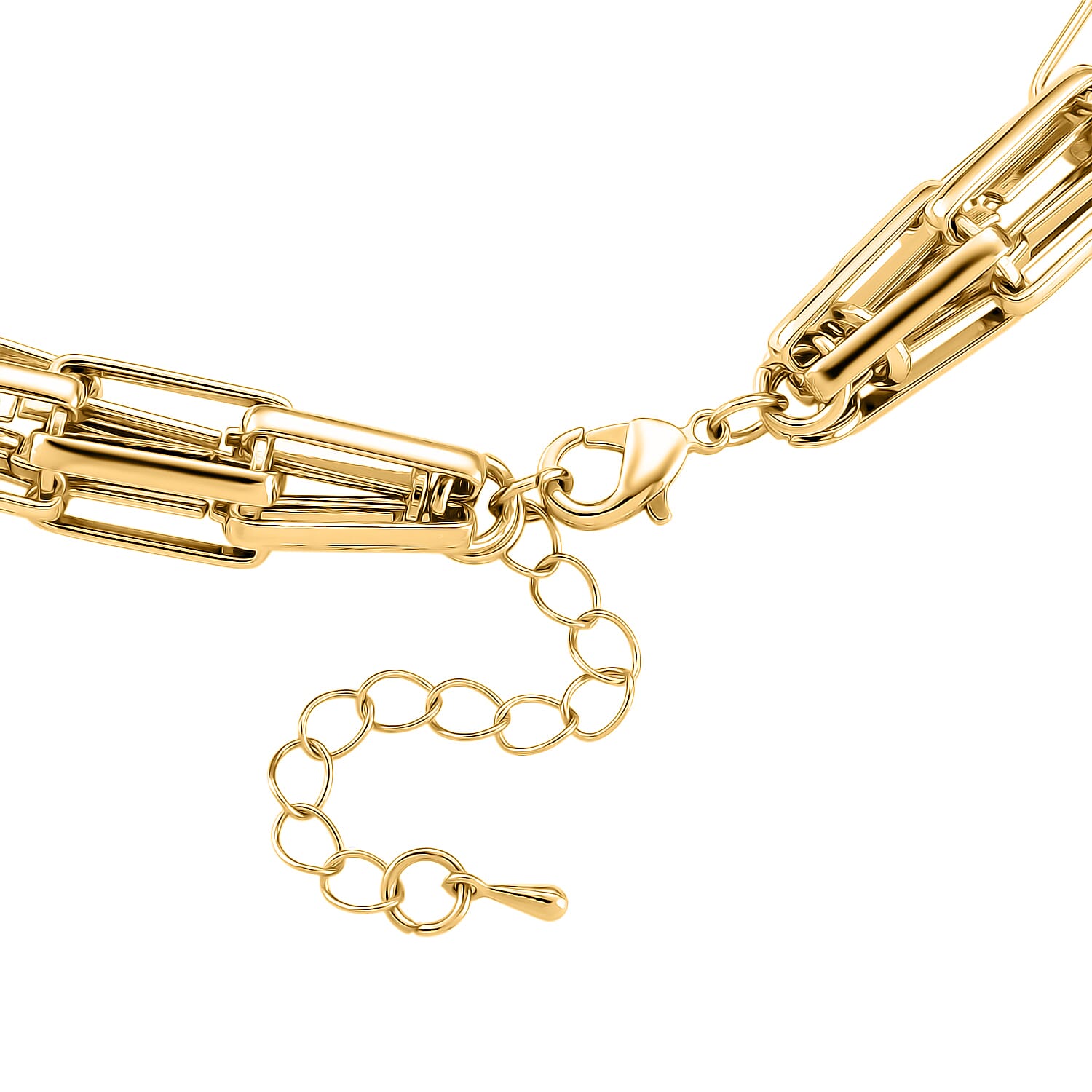 Designer Inspired Graduated Byzantine Link Necklace (Size - 18 - 2 Ext) with Lobster Clasp in Yellow Gold Plated