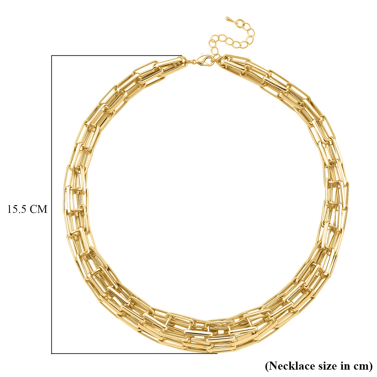Designer Inspired Graduated Byzantine Link Necklace (Size - 18 - 2 Ext) with Lobster Clasp in Yellow Gold Plated