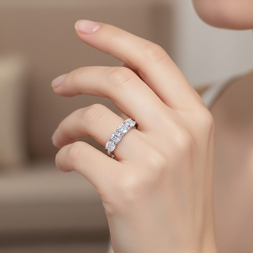 Luxuriant 950 Platinum SGL Certified (VS-EF) Cushion Cut Lab Grown Diamond Ring 2.00 Ct. Platinum Wt 4.01 Gms