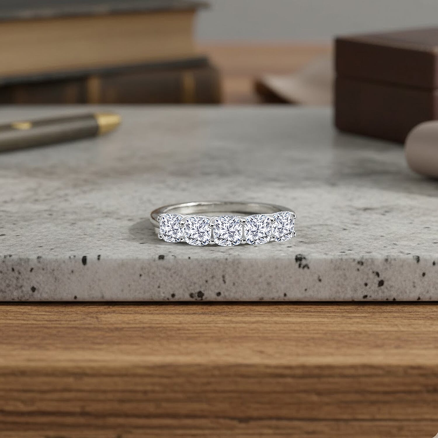 Luxuriant 950 Platinum SGL Certified (VS-EF) Cushion Cut Lab Grown Diamond Ring 2.00 Ct