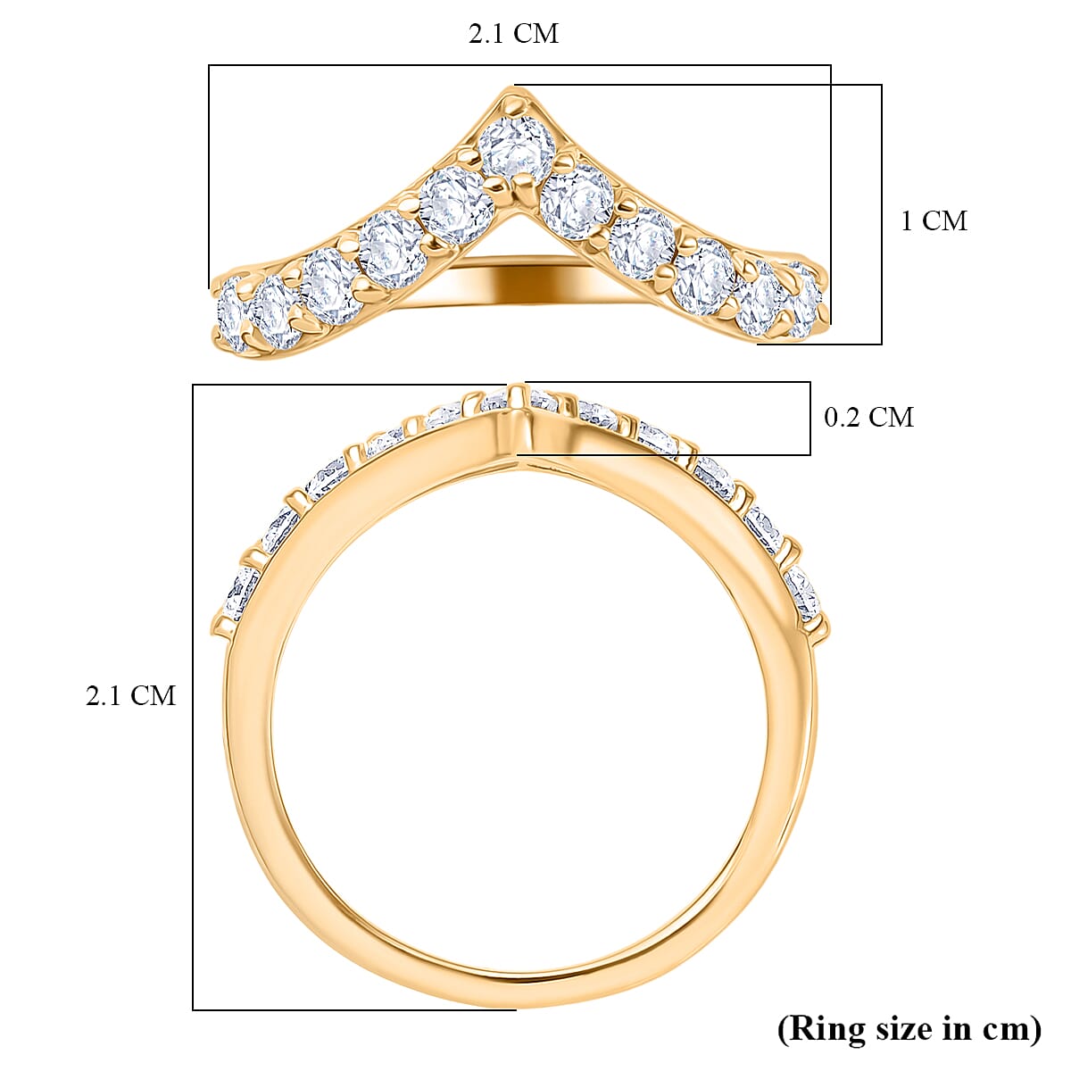 D'Joy Moissanite Band Ring in 18K Vermeil Yellow Gold Plated Sterling Silver