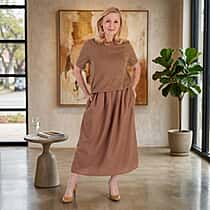 La Marey 2 In 1 Brushed Top Hybrid Dress With Pocket (Size S, Fit 8 To 10) - Chocolate