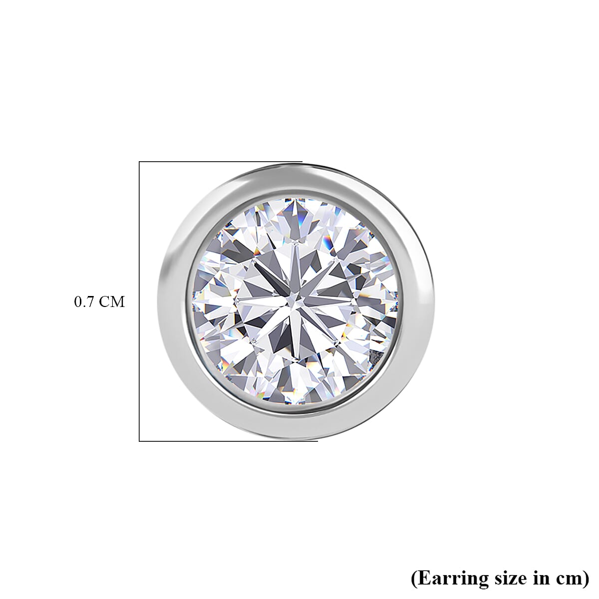 D'Joy Moissanite Solitaire Stud Push Post Earring in Rhodium OverlaySterling Silver 1.19 Ct.
