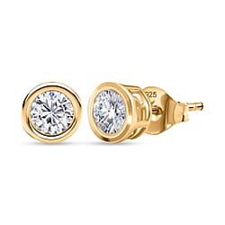 1.2 Ct. Moissanite Solitaire Stud earring in 18K Vermeil Rose Gold Over Sterling Silver