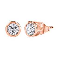 1.2 Ct. Moissanite Solitaire Stud earring in 18K Vermeil Rose Gold Over Sterling Silver