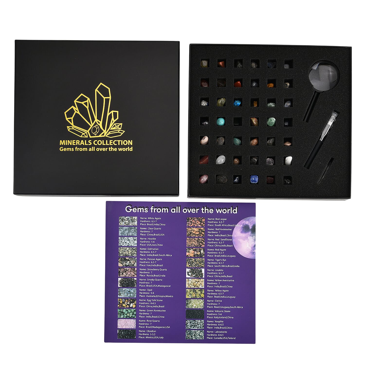 COLLECTOR'S EDITION - The Mineral Collection - 45 in 1 comprehensive set with Magnifying Glass