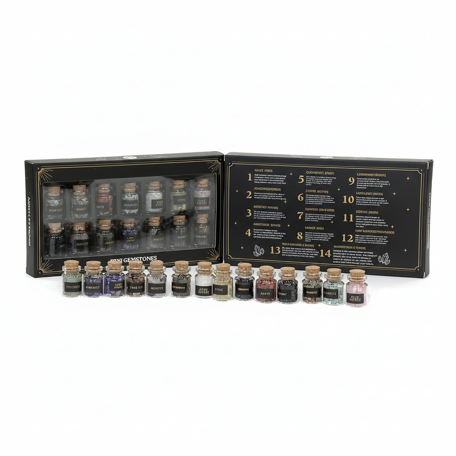 Collection of 14 Gemstone Wish Bottles