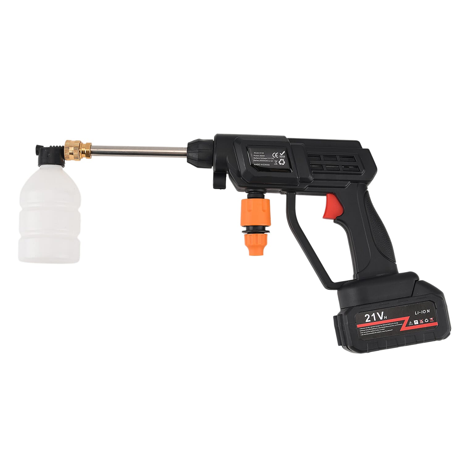 Livmore Handheld Cordless Pressure Washer - 26 bar Pressure for strong water flow. Up To 30 Min Cordless Charge  Black