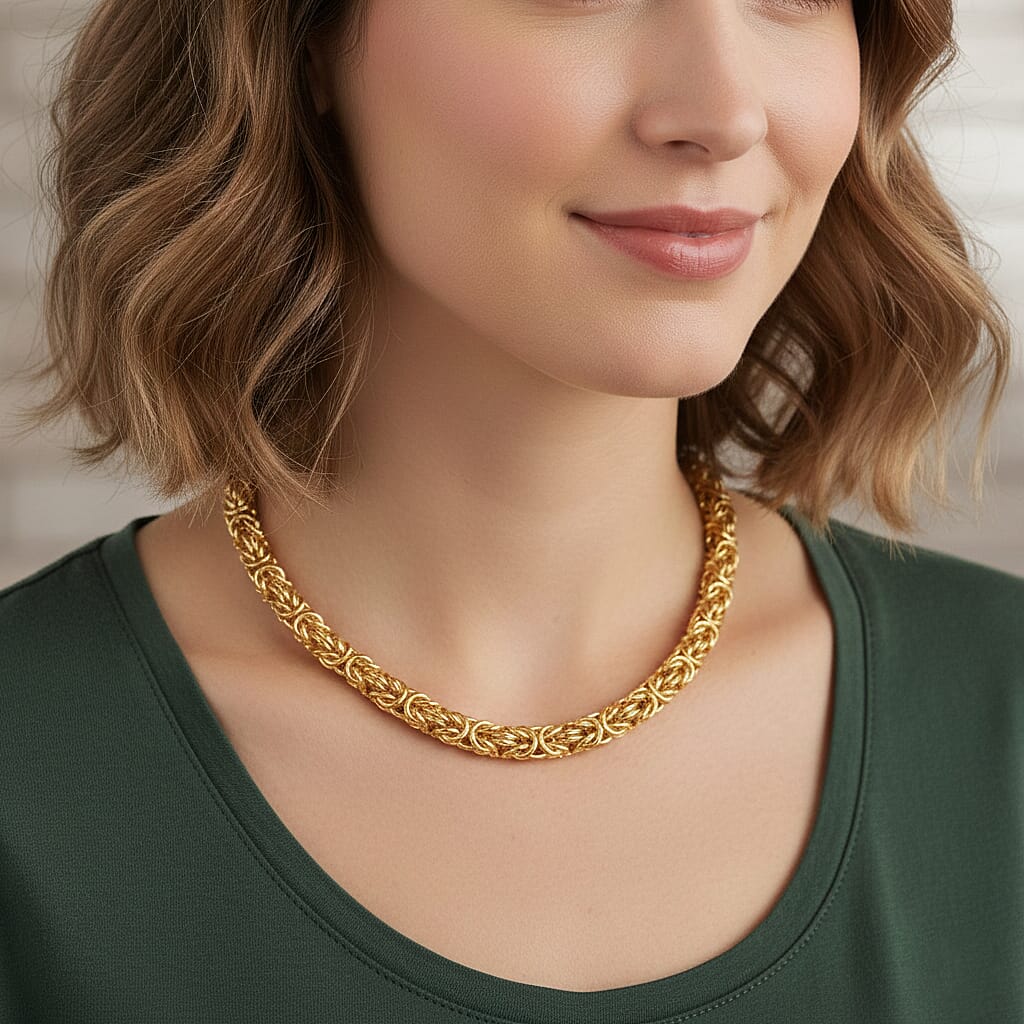 Byzantine Link Necklace (Size 20) in Yellow Gold Plated