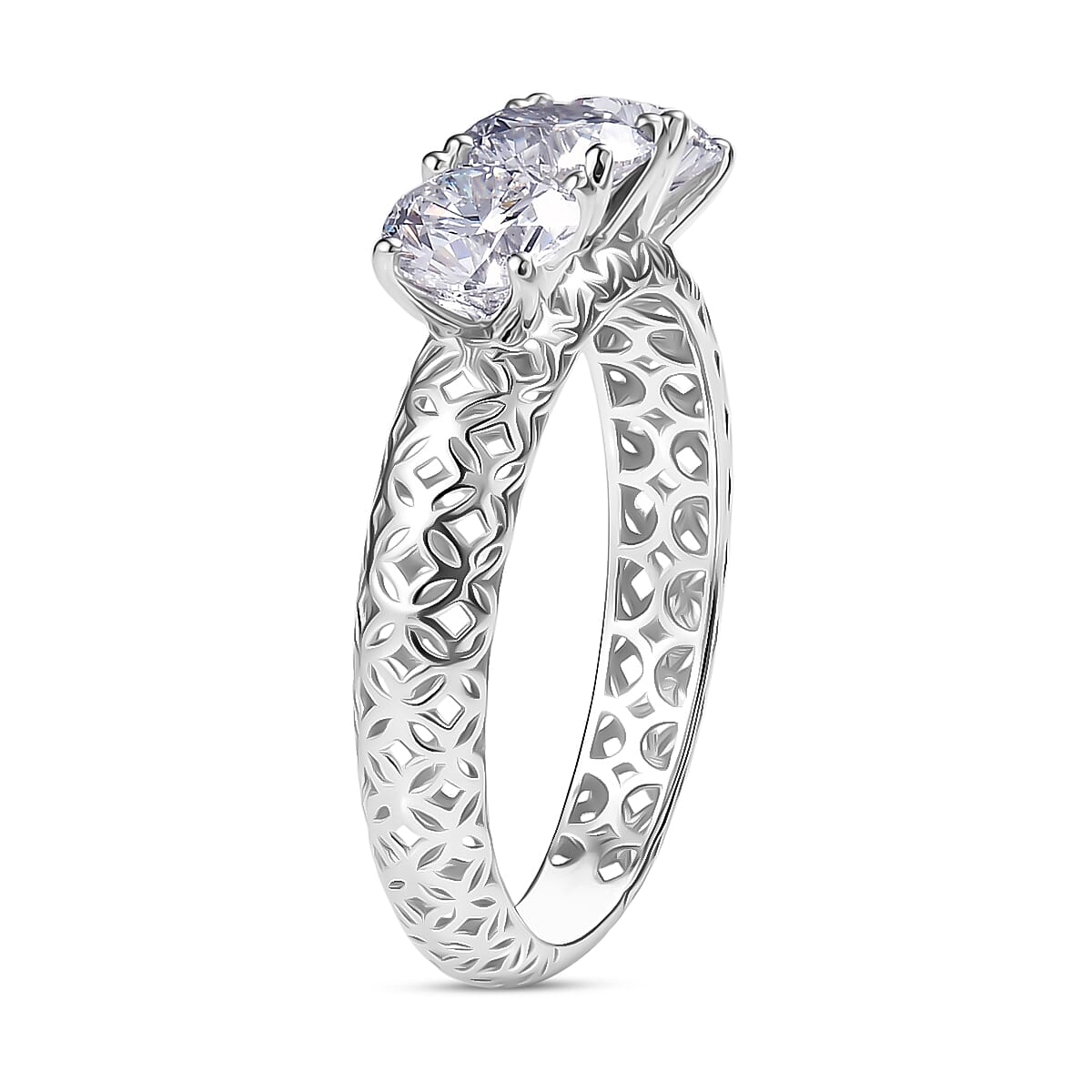 Mirage Collection - Luxuriant 9K White Gold SGL Certified Lab Grown Diamond (SI-GH) Trilogy Ring 1.56 Ct.