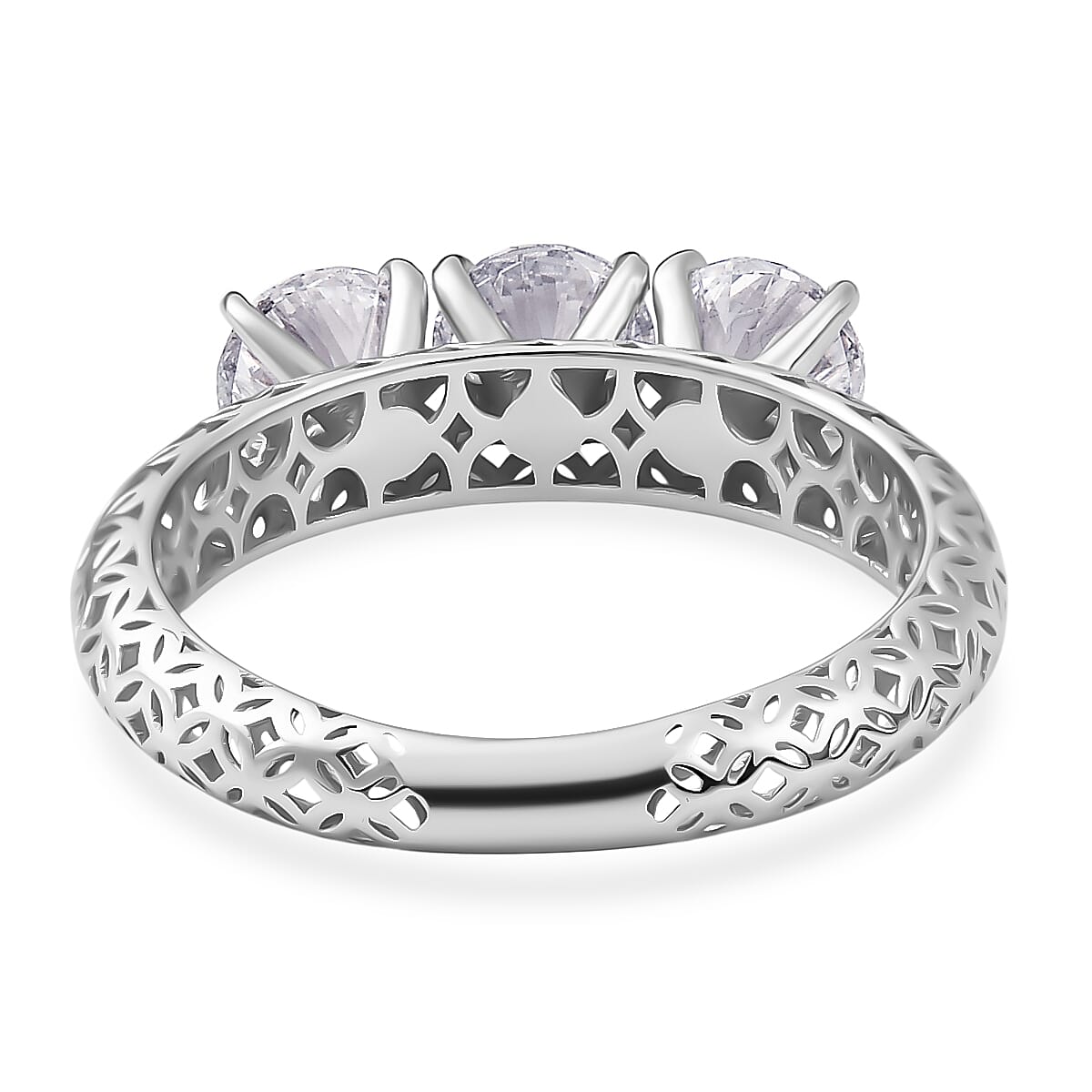 Mirage Collection - Luxuriant 9K White Gold SGL Certified Lab Grown Diamond (SI-GH) Trilogy Ring 1.56 Ct.