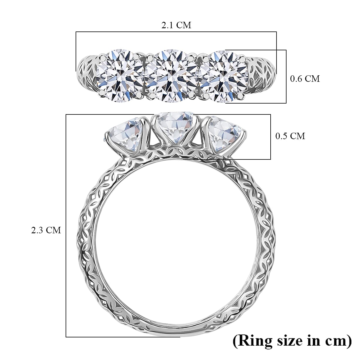 Mirage Collection - Luxuriant 9K White Gold SGL Certified Lab Grown Diamond (SI-GH) Trilogy Ring 1.56 Ct.