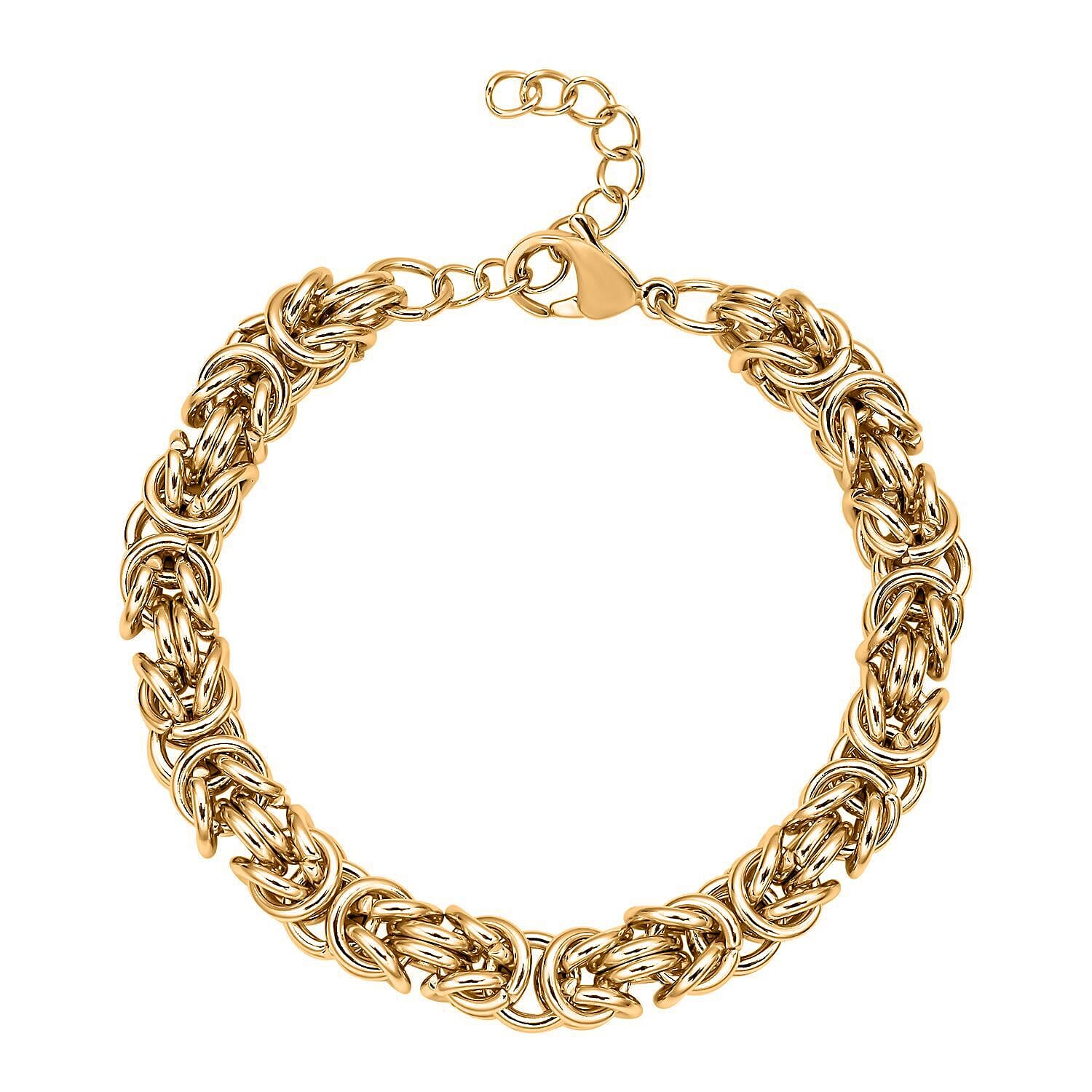 Byzantine Link Bracelet (Size 8) in Yellow Gold Plated