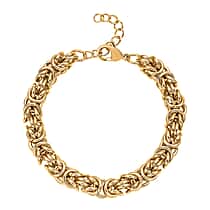 Byzantine Link Bracelet (Size 8) in Yellow Gold Plated
