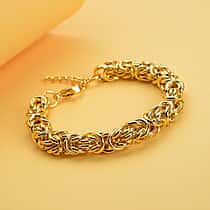 Byzantine Link Bracelet (Size 8) in Yellow Gold Plated