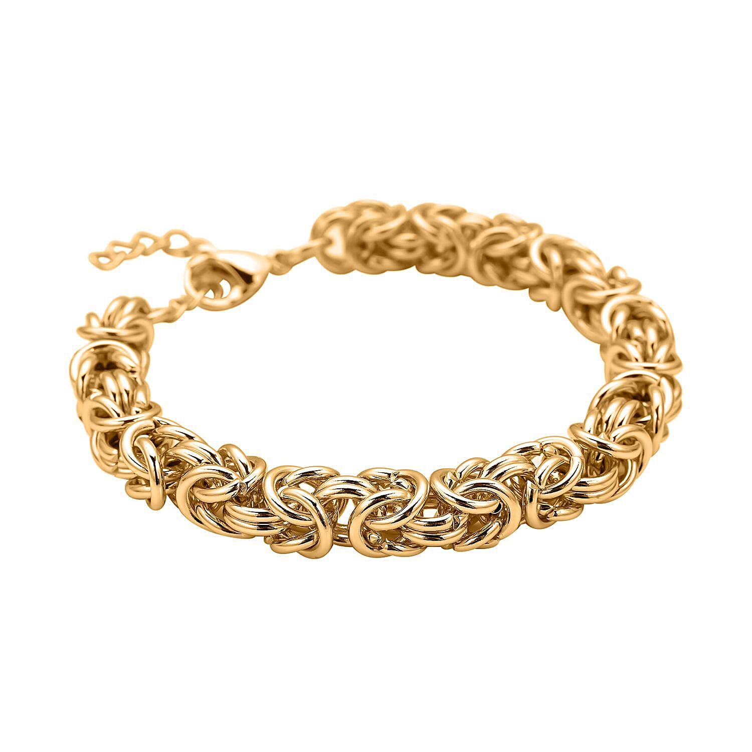 Byzantine Link Bracelet (Size 8) in Yellow Gold Plated