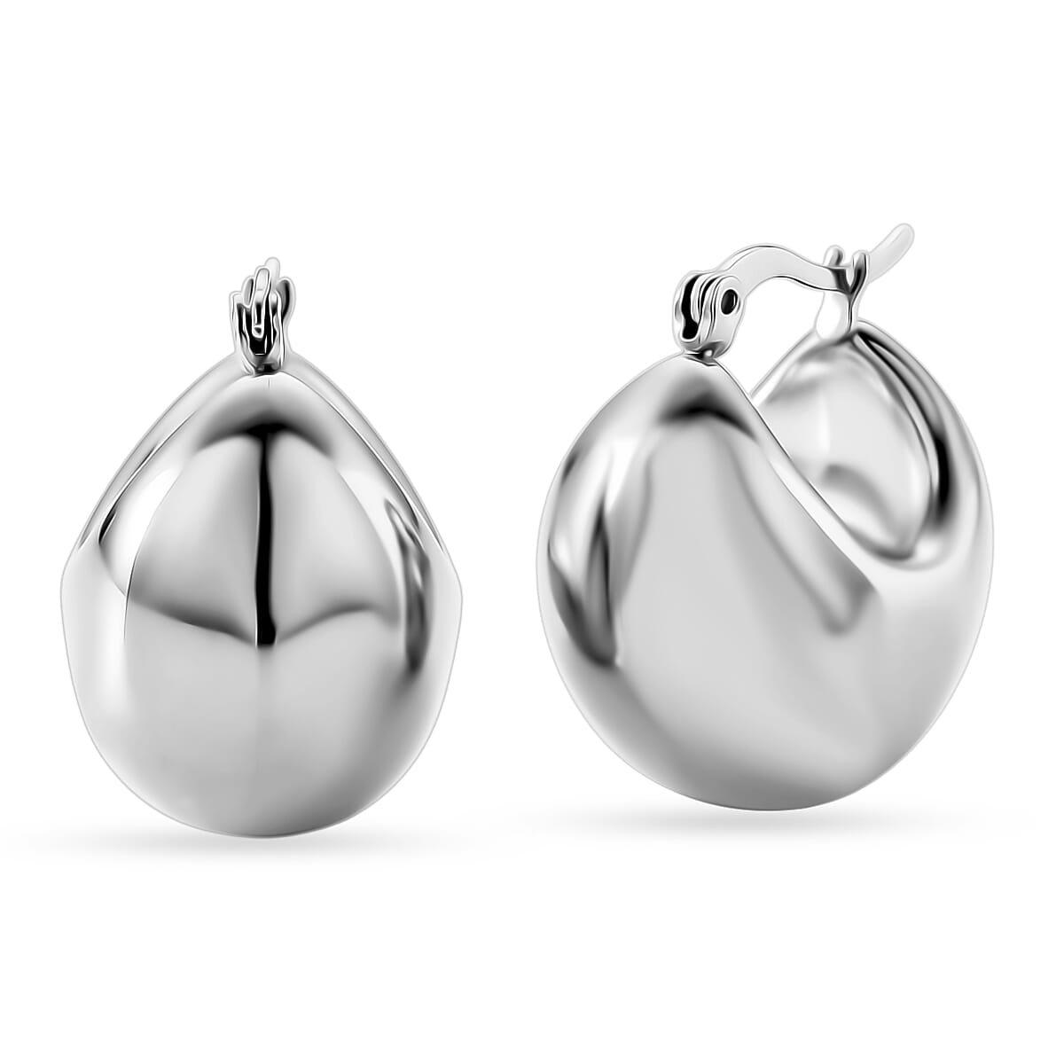 J Hoop Half Hoop Earring Pure White Stainless Steel