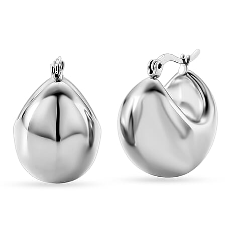 J Hoop Half Hoop Earring Pure White Stainless Steel