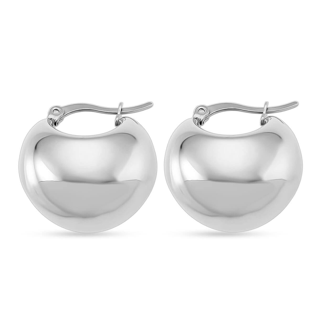 J Hoop Half Hoop Earring Pure White Stainless Steel