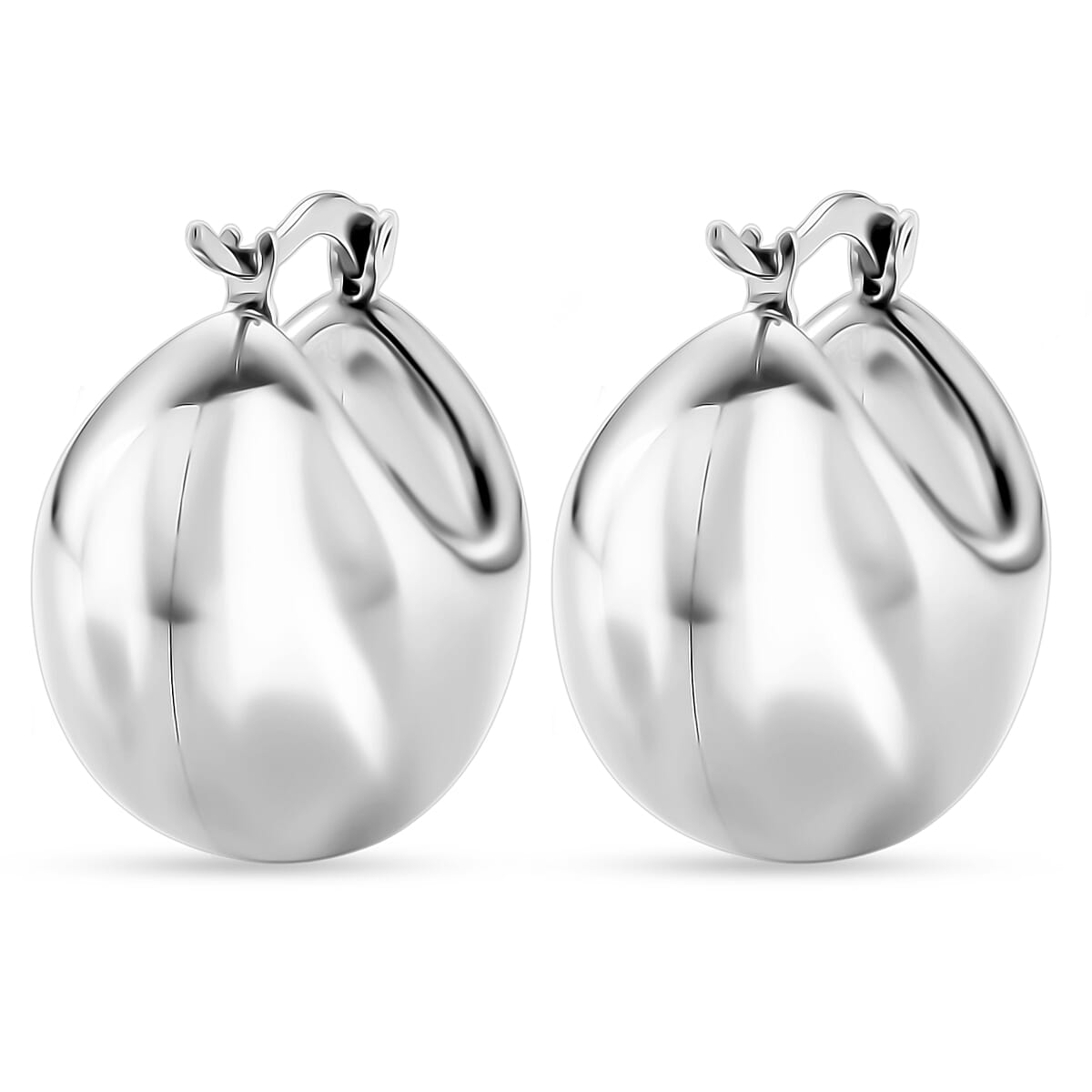 J Hoop Half Hoop Earring Pure White Stainless Steel