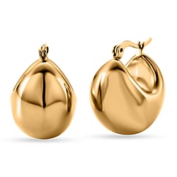 Designer Inspired-Half Hoop Earring with Clasp in Yellow Gold Tone