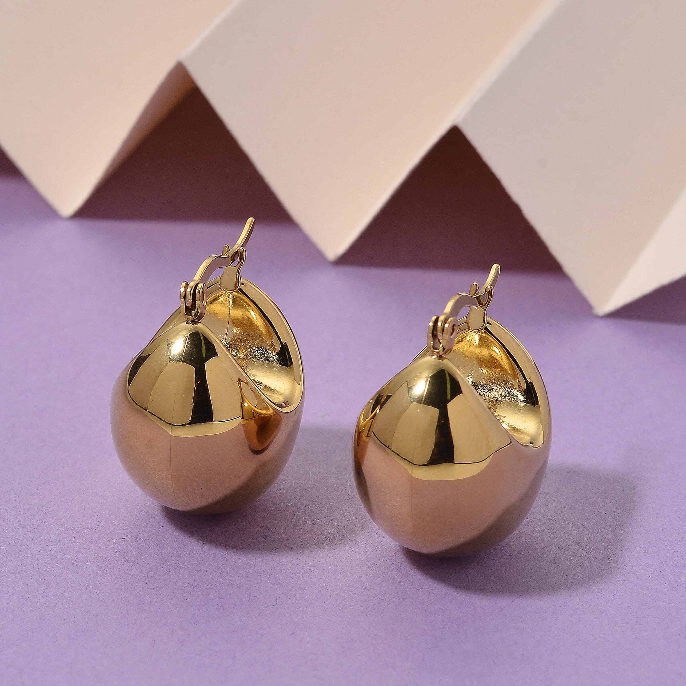 J Hoop Half Hoop Earring Pure White Stainless Steel