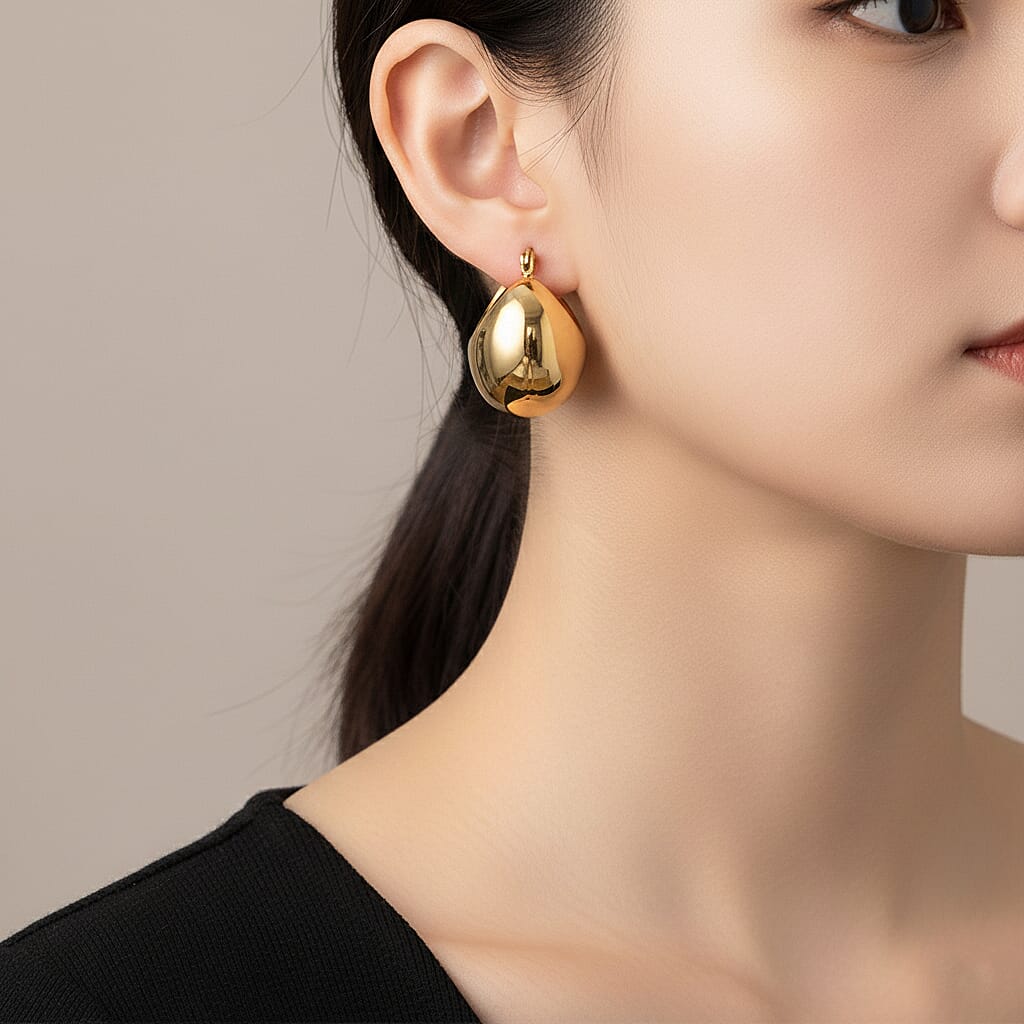 J Hoop Half Hoop Earring Pure White Stainless Steel