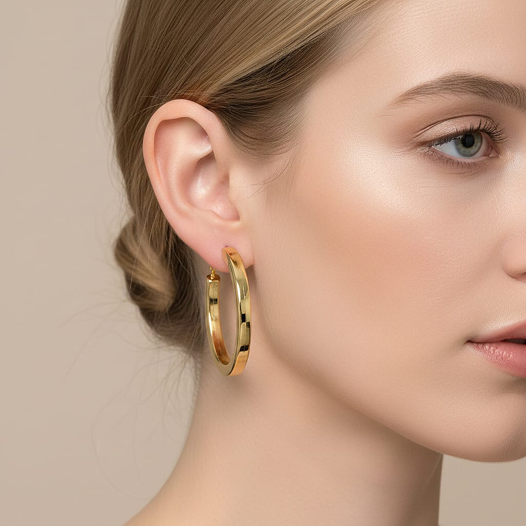 Gold Plated Half Hoop Earring with Clasp