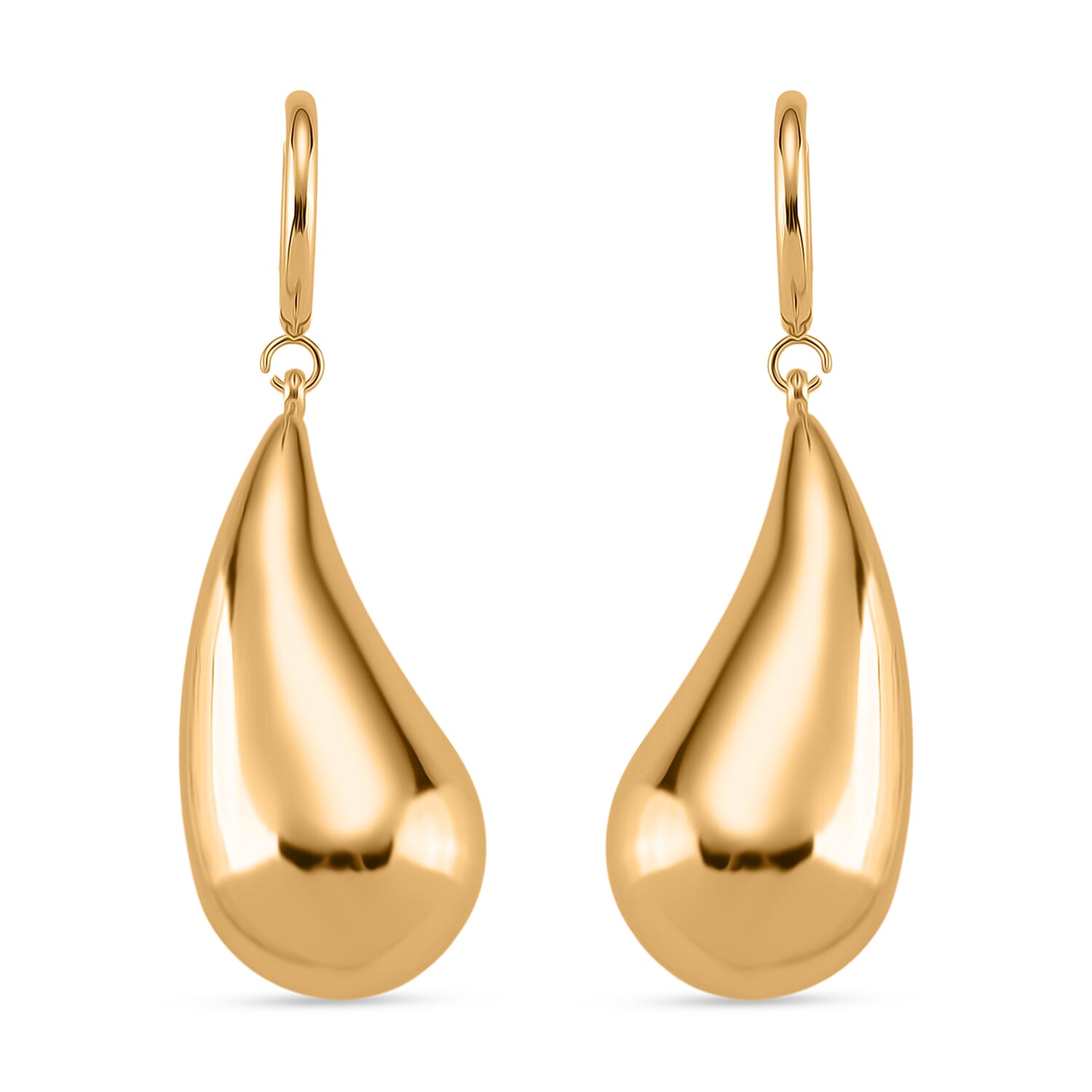 Sculpted Fluid Teardrop Earring with Hoop in Yellow Gold tone