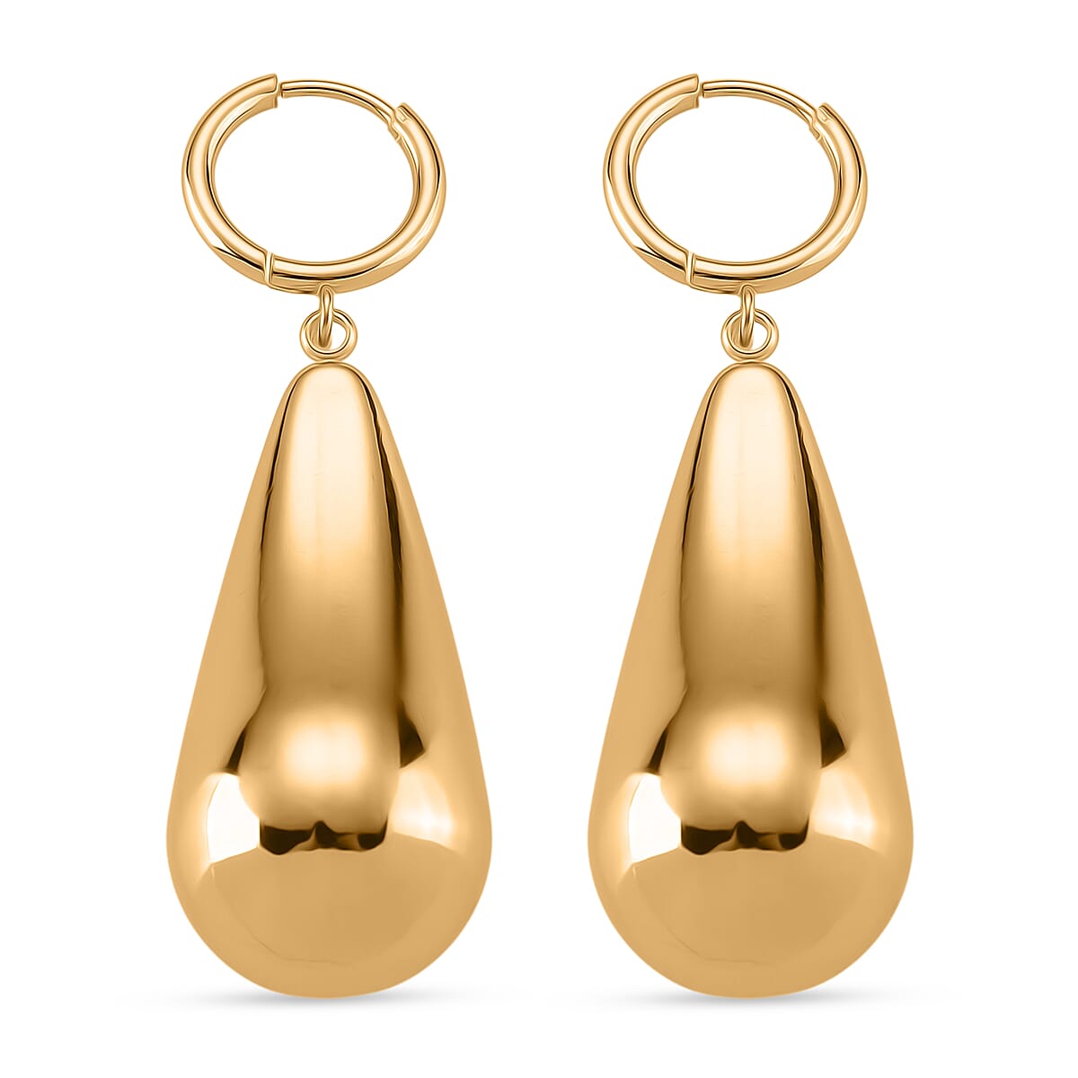 Sculpted Fluid Teardrop Earring with Hoop in Yellow Gold tone