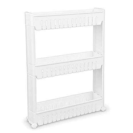 Kitchen - 3 Tier Slider Trolley Rack - White