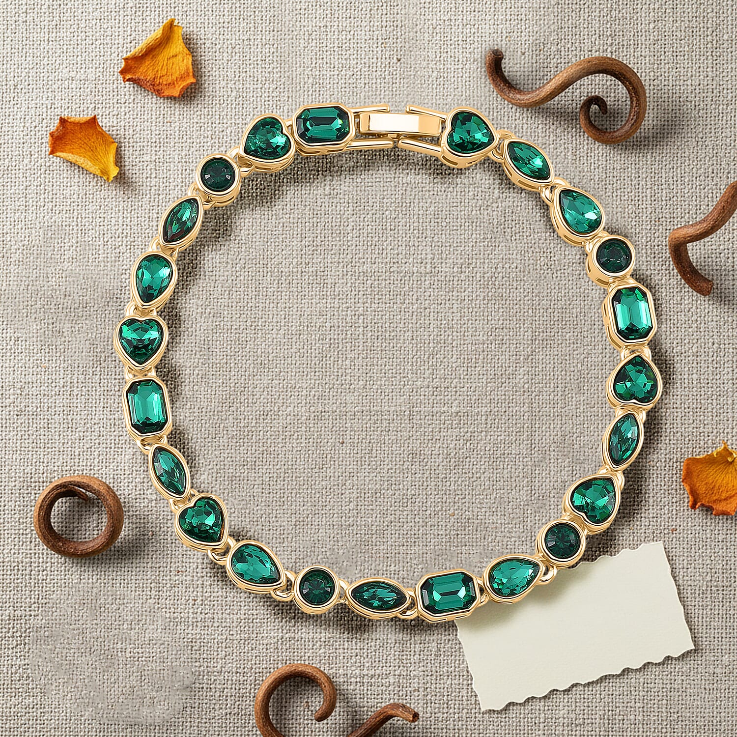 White Crystal Fancy Bracelet (Size - 7.5) Pure Yellow Brass  0.010  Ct.