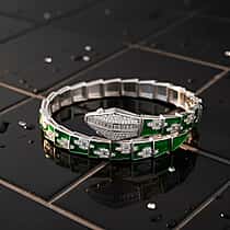 White Cubic Zirconia Cuff Bangle Pure White Brass  2.000  Ct.