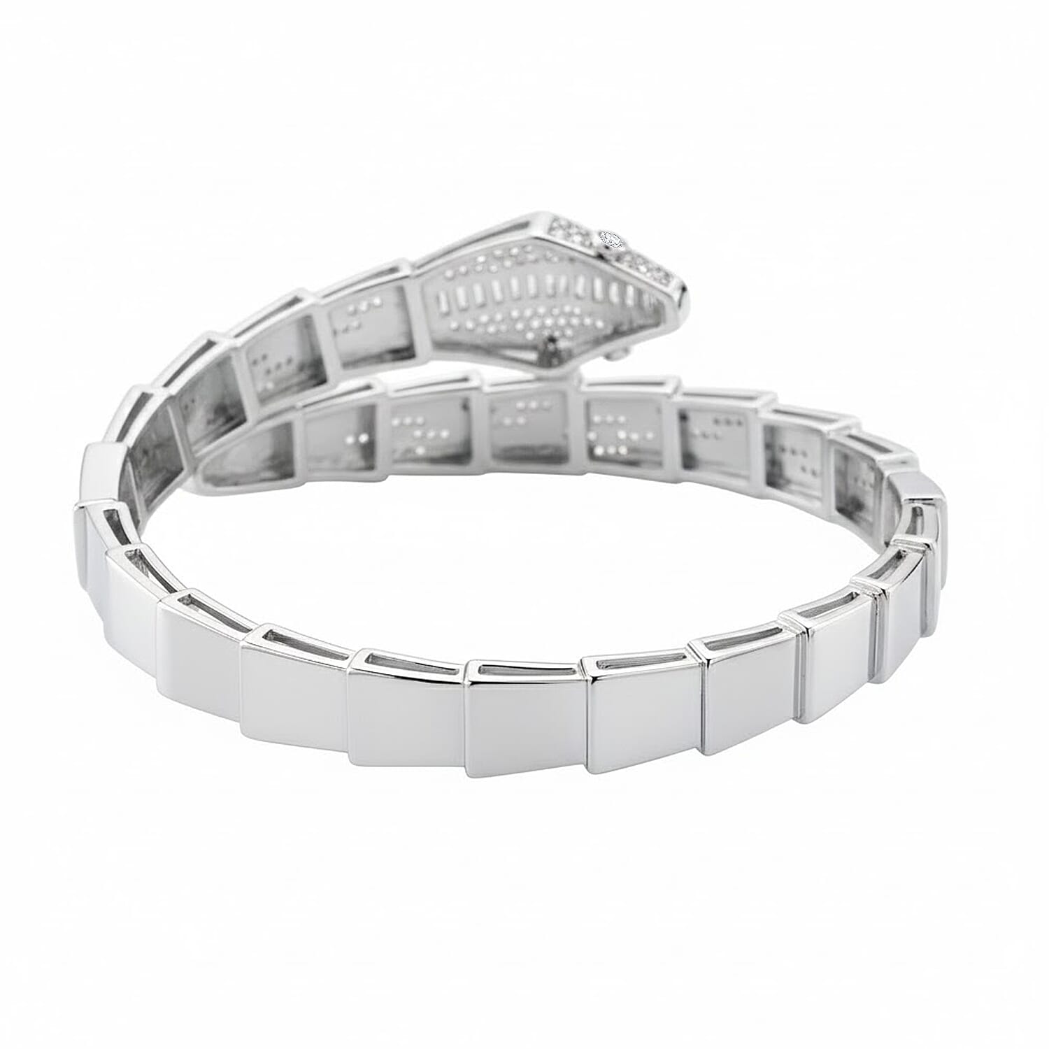White Cubic Zirconia Cuff Bangle Pure White Brass  2.000  Ct.