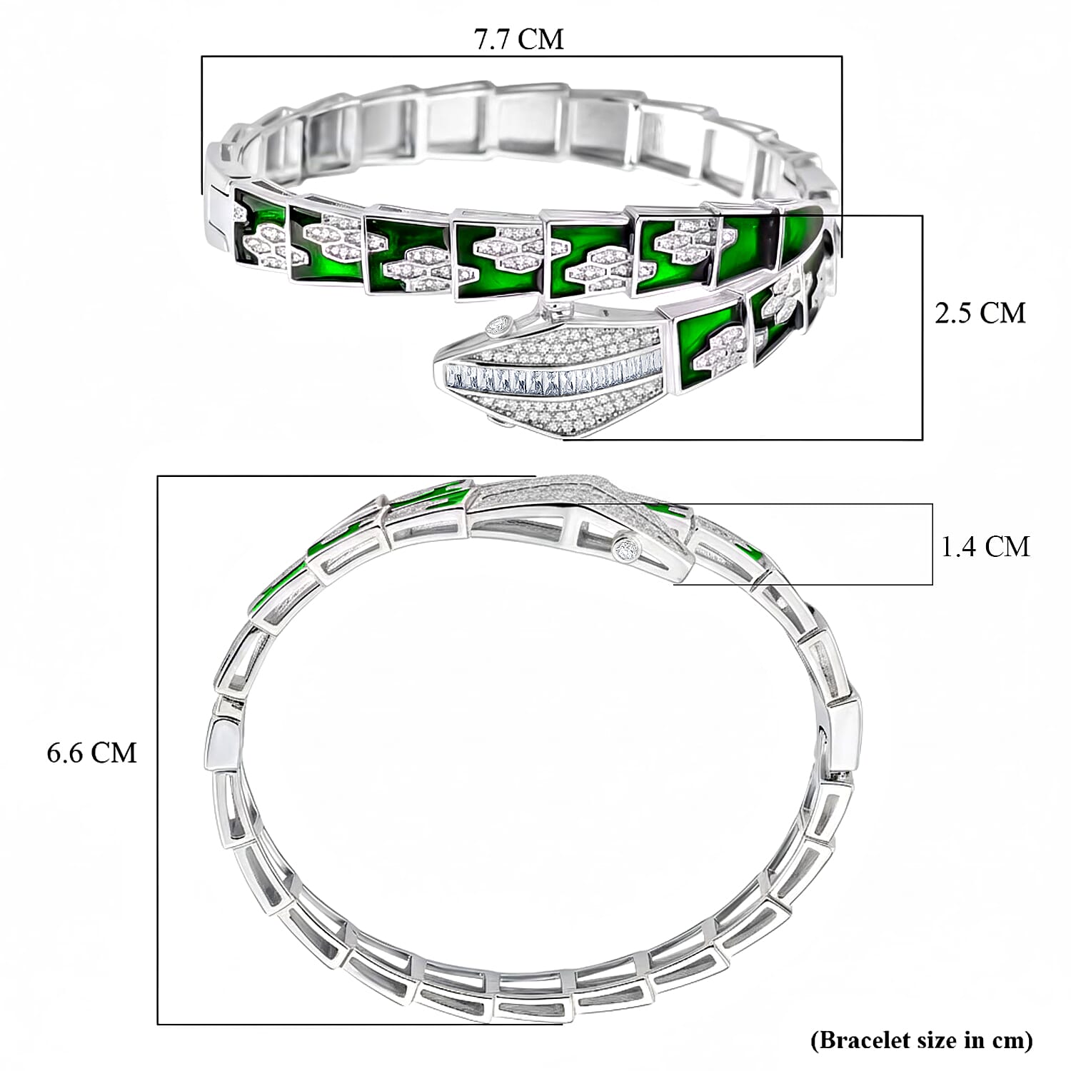 White Cubic Zirconia Cuff Bangle Pure White Brass  2.000  Ct.