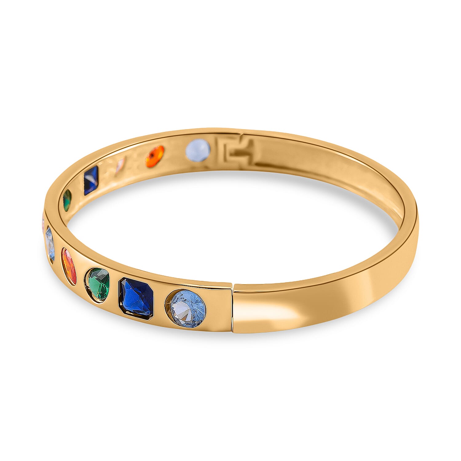 Multi Colour Cubic Zirconia Full Bangle in Gold Tone 3.00 Ct.