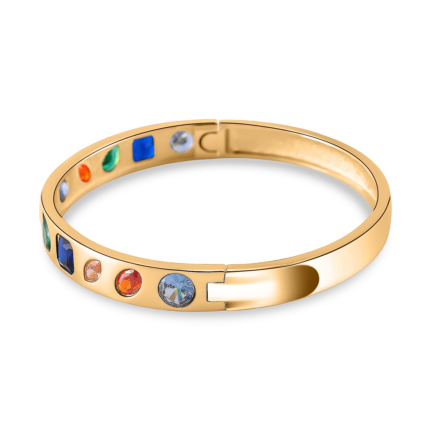 Multi Colour Cubic Zirconia Full Bangle in Gold Tone 3.00 Ct.