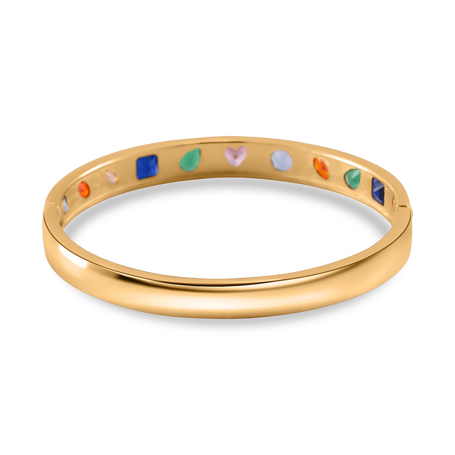 Multi Colour Cubic Zirconia Full Bangle in Gold Tone 3.00 Ct.