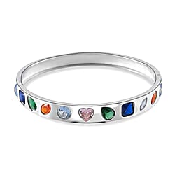 Multi Colour Cubic Zirconia Full Bangle (Size - 7.5) in Gold Tone