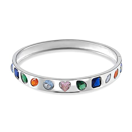 Multi Color Cubic Zirconia Full Bangle Pure White Brass  3.000  Ct.