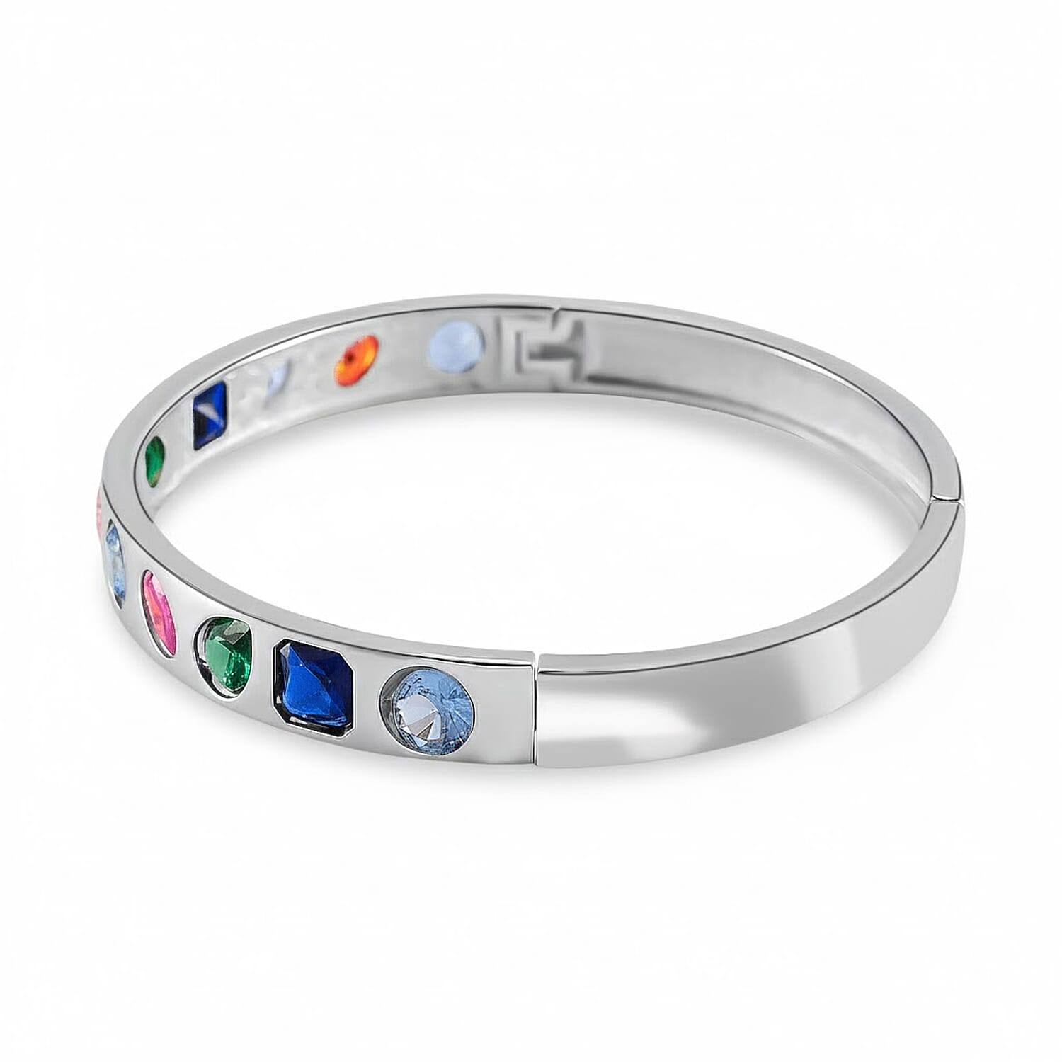 Multi Color Cubic Zirconia Full Bangle Pure White Brass  3.000  Ct.