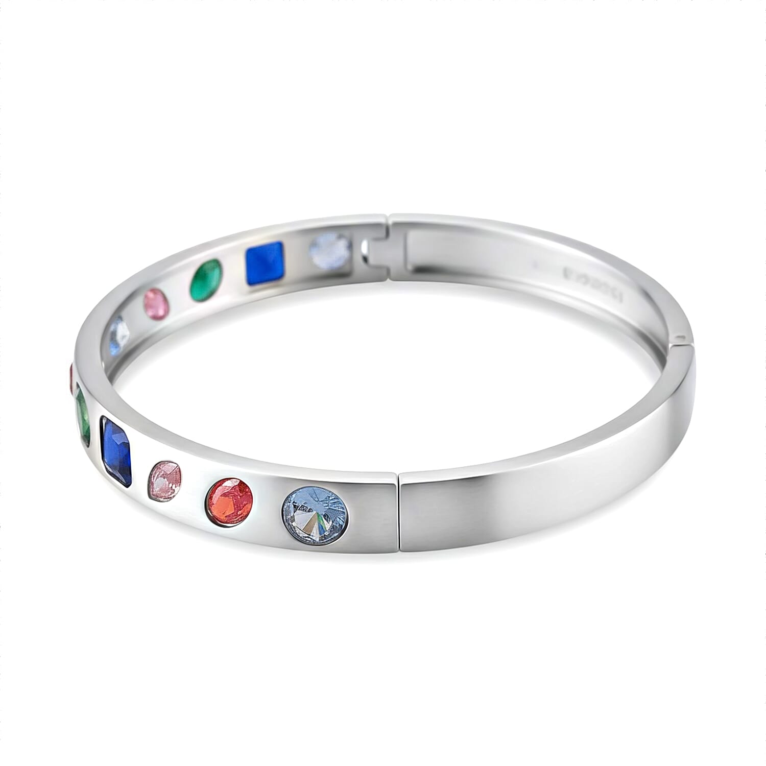 Multi Color Cubic Zirconia Full Bangle Pure White Brass  3.000  Ct.