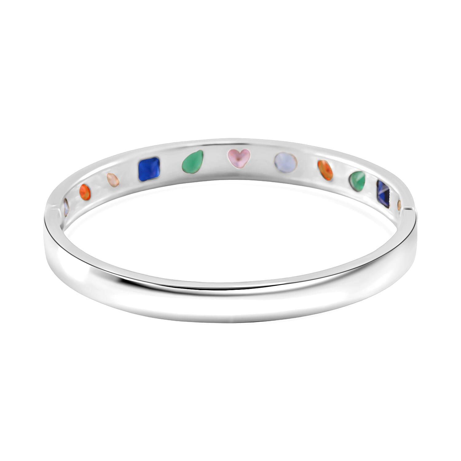 Multi Color Cubic Zirconia Full Bangle Pure White Brass  3.000  Ct.