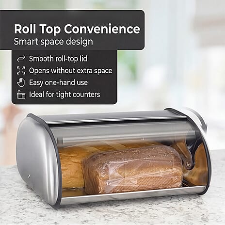 Brand New- Stainless Steel Roll Top Bread Bin