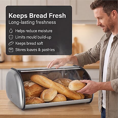 Brand New- Stainless Steel Roll Top Bread Bin