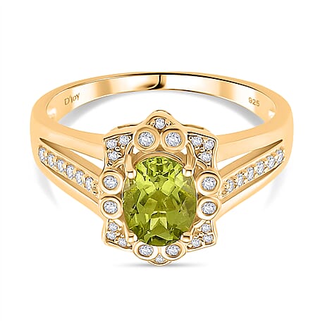 Peridot, White Zircon Fancy Ring Sterling Silver  2.040  Ct.